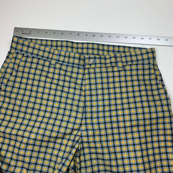 Callaway Golf Men Multicolor Check Yellow Blue Stretch Chino Shorts Size 34 - Picture 4 of 6